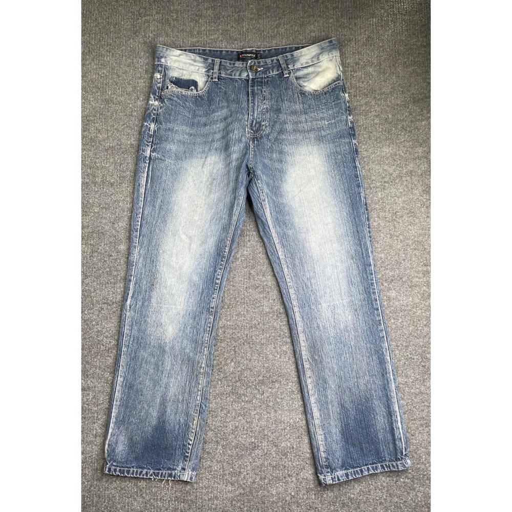 Southpole Straight Leg Jeans Mens 36x32 Blue Light Wash Y2K Streetwear Denim